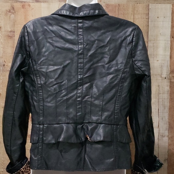 BLACK FAUX LEATHER JACKET - Picture 3 of 7